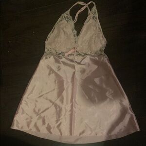 Pink Chemise with Spaghetti Straps and V-Neckline
